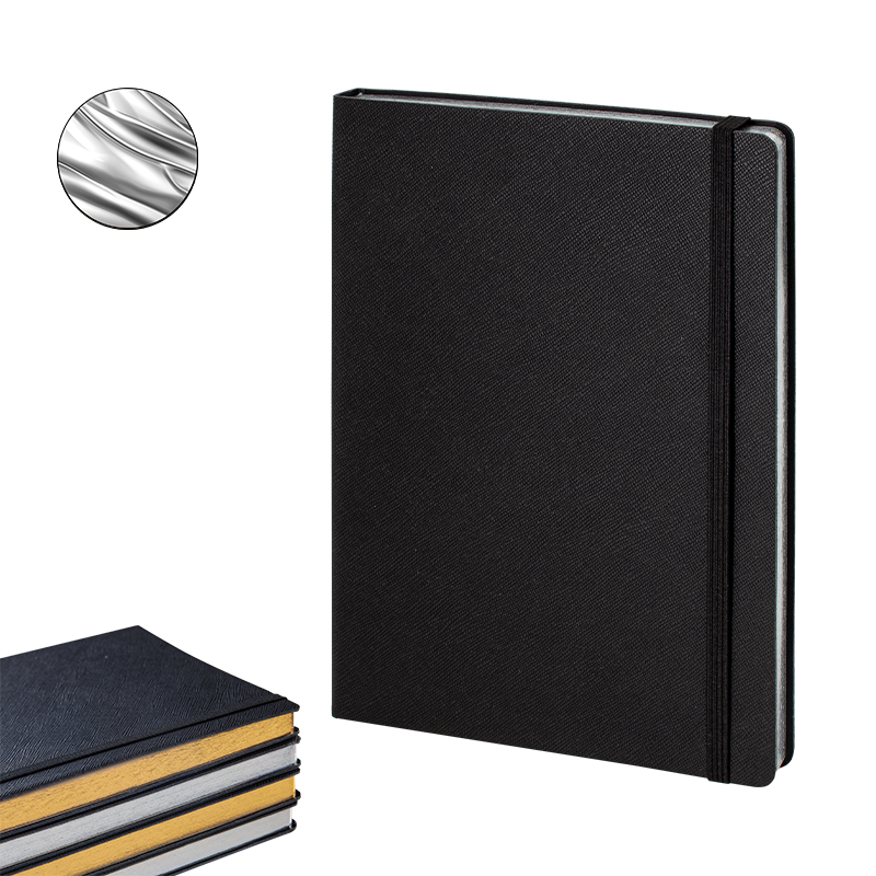 2720 Siyah-Gümüş Varak 19 x 25 Termo Deri̇ Defter (Ivory Kağıt) - Ajanda - Not Defteri - Notluk Promosyon Ürünü