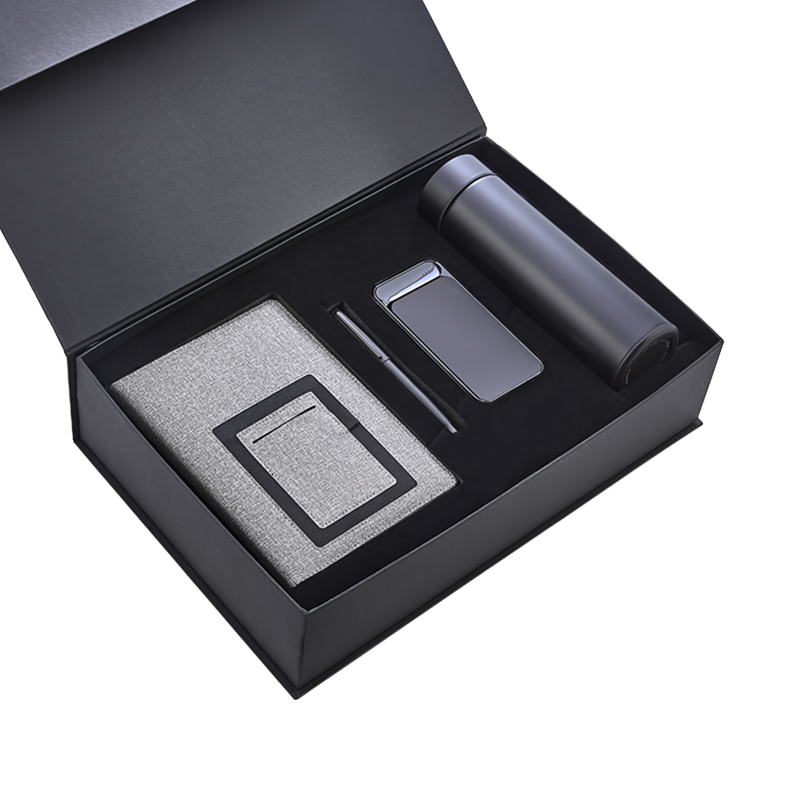 5066 Siyah Defter & Kalem & Powerbank & Termos Set - Hediyelik Set - Kişisel Ürünler Promosyon Ürünü