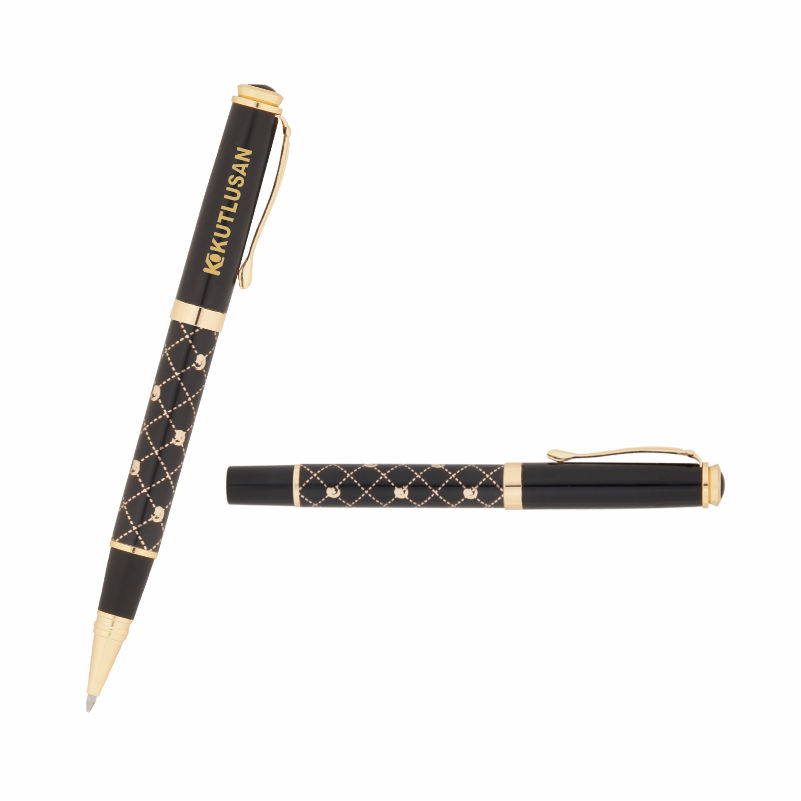 656-R Siyah-Gold Metal Roller Kalem - Promosyon Kalemler Promosyon Ürünü
