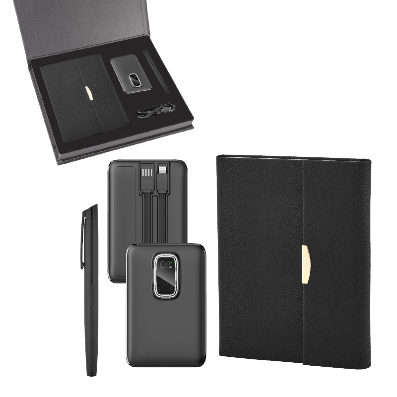 5072 Siyah Defter & Kalem & Powerbank Set - Hediyelik Set - Kişisel Ürünler Promosyon Ürünü