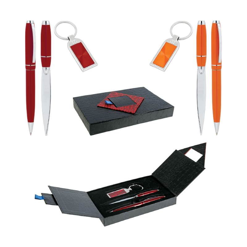 310 Turuncu Kalem & Anahtarlık & Zarf Açacağı Set - Hediyelik Set - Kişisel Ürünler Promosyon Ürünü