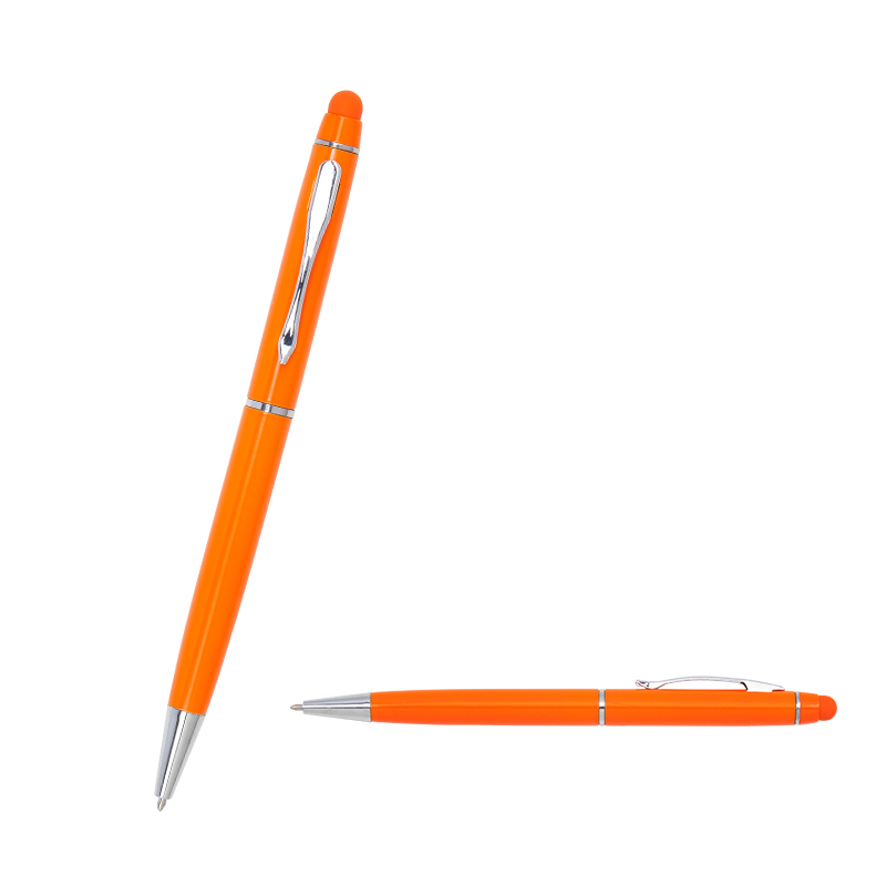 1022 Turuncu Metal Tükenmez Touchpen Kalem - Sadıç Promosyon