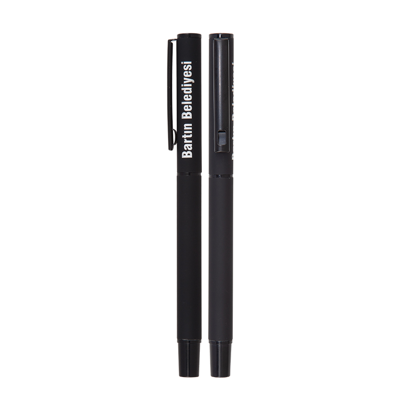 Toptan Promosyon 1023-R Siyah Metal Roller Kalem Rubber Gövde Modelleri