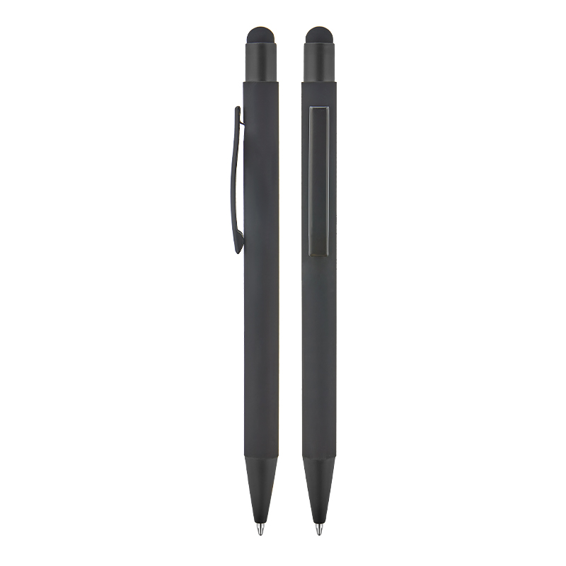 Toptan Promosyon 1027 Siyah Metal Tükenmez Touchpen Rubber Gövde Kalem Modelleri