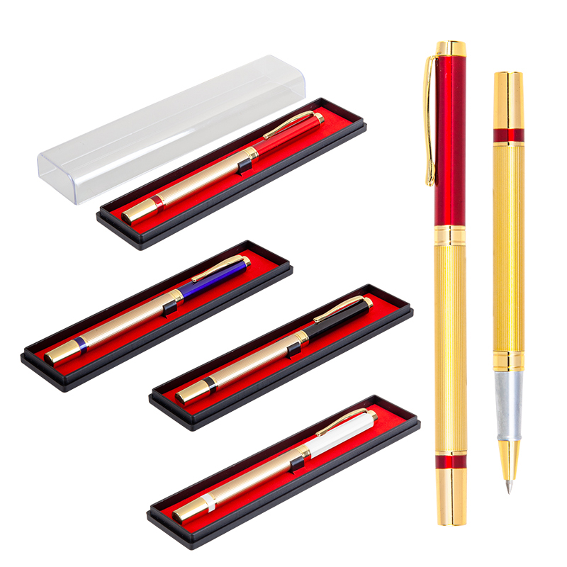 Ucuz Toptan Promosyon 1101-KR Siyah Metal Roller Kalem Seti Modeli - 2