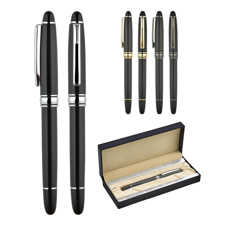 Ucuz Toptan Promosyon 1218-KR Siyah-Silver Metal Roller Kalem Seti Modeli - 2