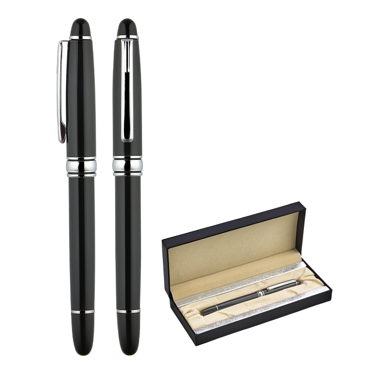1218-KR Siyah-Silver Metal Roller Kalem Seti - Sadıç Promosyon