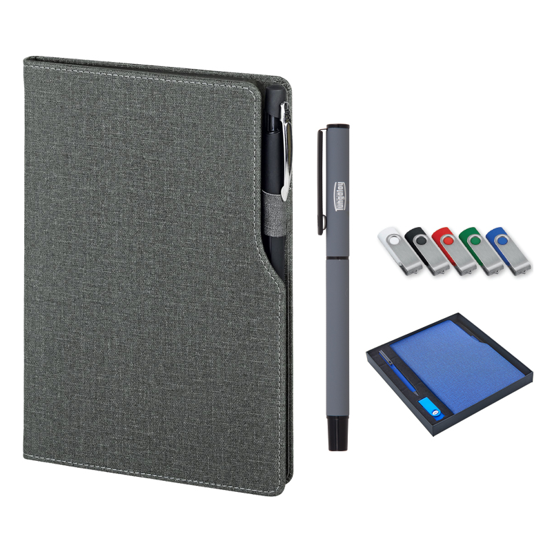 2320-K Füme Defter & Kalem & Usb Set - Sadıç Promosyon