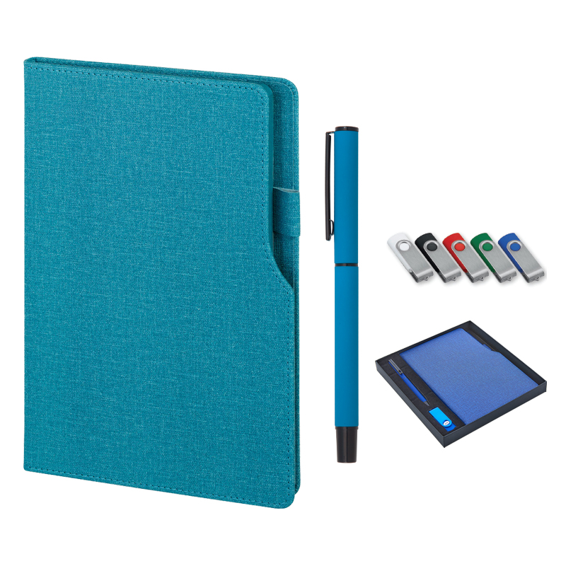 Toptan Promosyon 2320-K Turkuaz Defter & Kalem & Usb Set Modelleri
