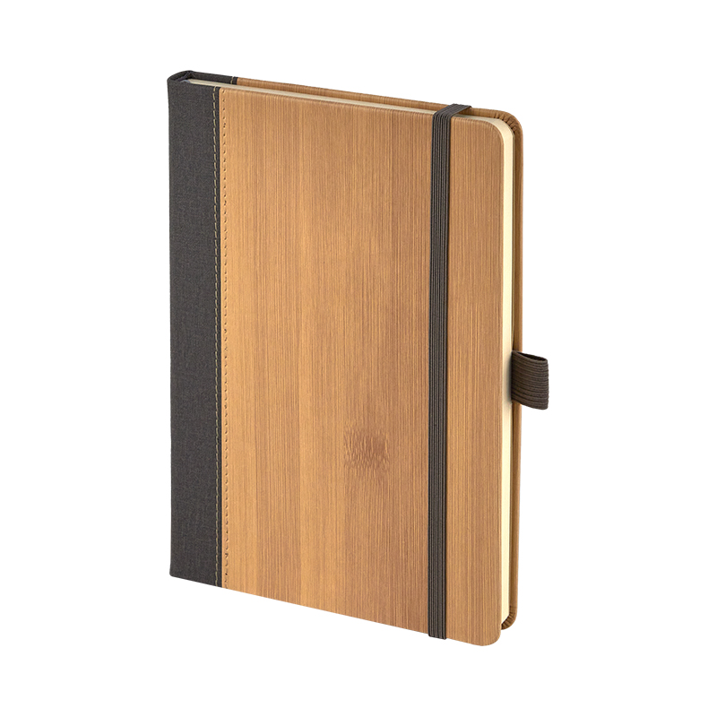 2428 Gri 15 x 21 Termo Deri Bambu Defter - Sadıç Promosyon