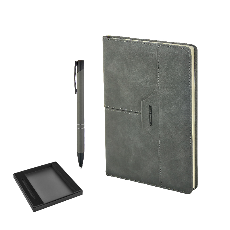 2430-K Gri Kalem & Defter Set - Sadıç Promosyon