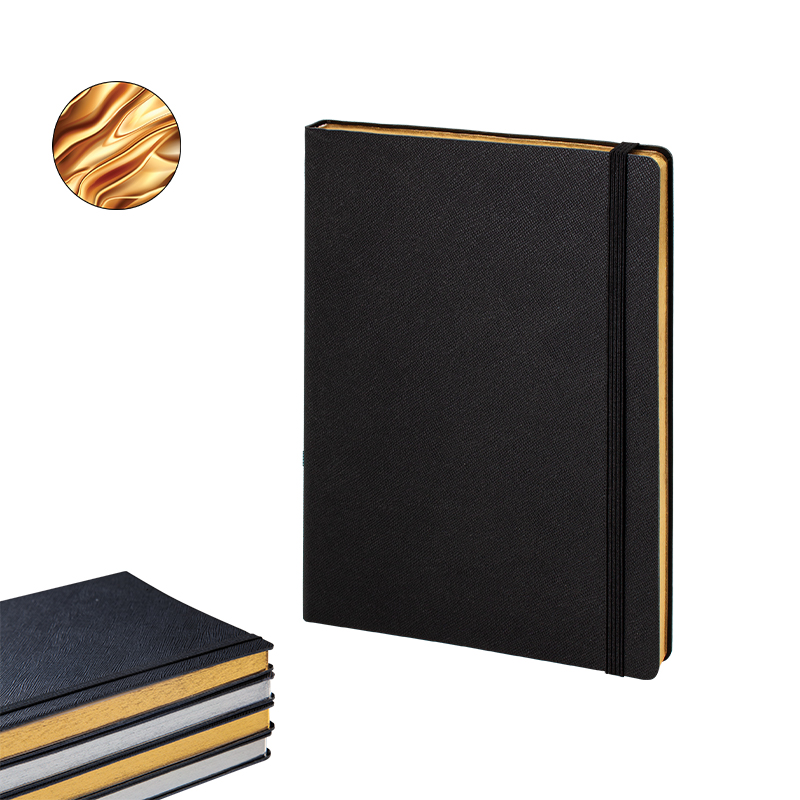 Ucuz Toptan Promosyon 2730 Siyah-Gümüş Varak 15 x 21 Termo Deri̇ Defter (Ivory Kağıt) Modeli - 2