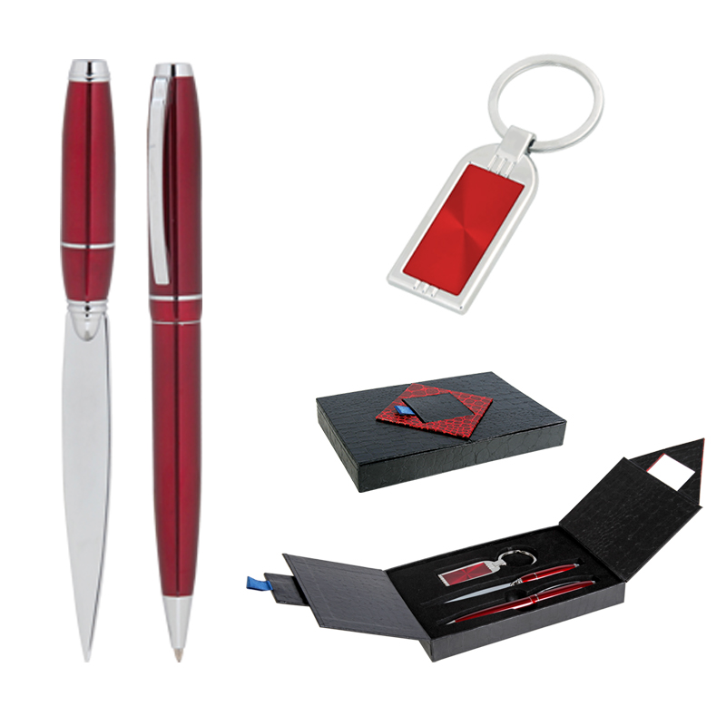 310 Kırmızı Kalem & Anahtarlık & Zarf Açacağı Set - Sadıç Promosyon