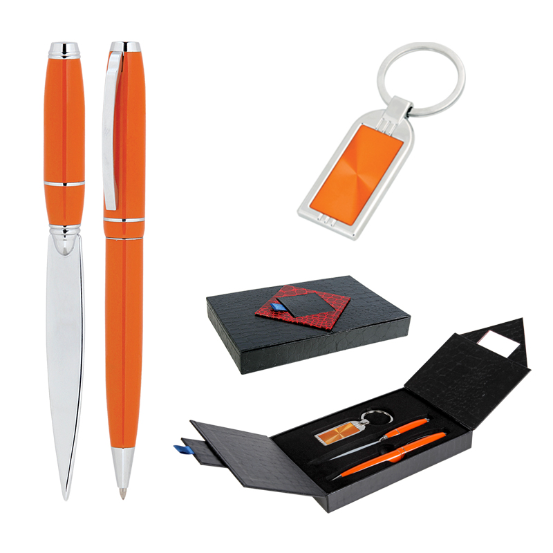 310 Turuncu Kalem & Anahtarlık & Zarf Açacağı Set - Sadıç Promosyon