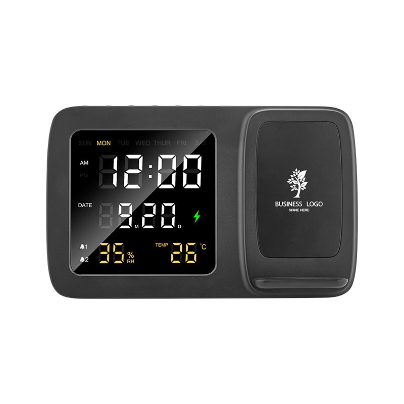 4230 Siyah Wireless Şarj Cihazı & Dijital Saat - Sadıç Promosyon