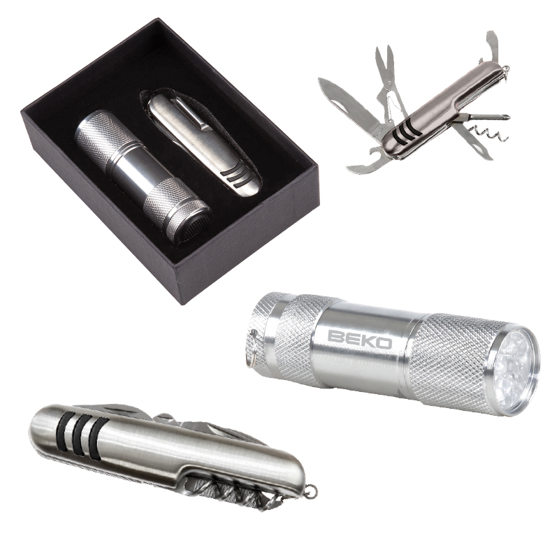 5041 Silver 7 Fonksiyonlu Çakı – Led Elfenerli Set - Sadıç Promosyon