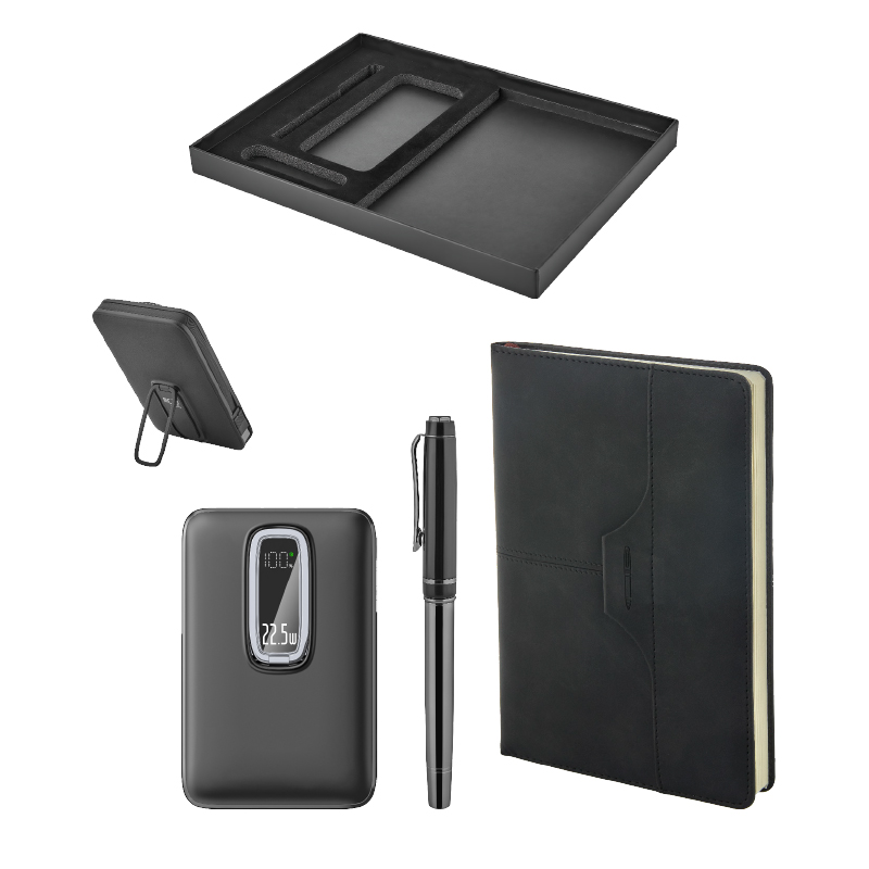 5074 Siyah Kalem & Defter & Powerbank Set - Sadıç Promosyon