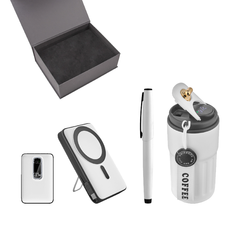 5081 Beyaz Kalem & Powerbank & Termos Set - Sadıç Promosyon