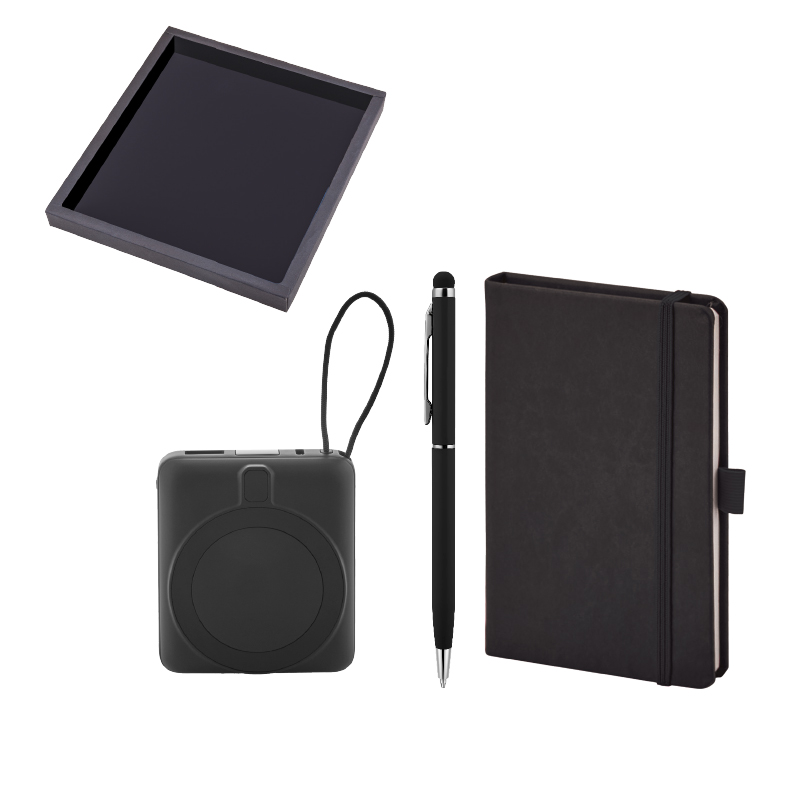 Toptan Promosyon 5083 Siyah Kalem & Defter & Powerbank Set Modelleri