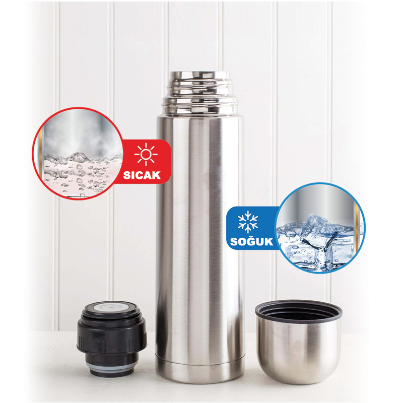 Ucuz Toptan Promosyon 5750-S Siyah Çelik Termos / 750 ml Modeli - 2