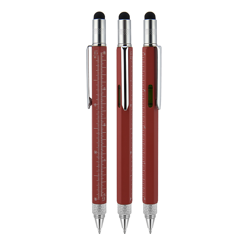 652 Kırmızı Metal Su Terazili – Tornavidalı Touchpen Kalem - Sadıç Promosyon