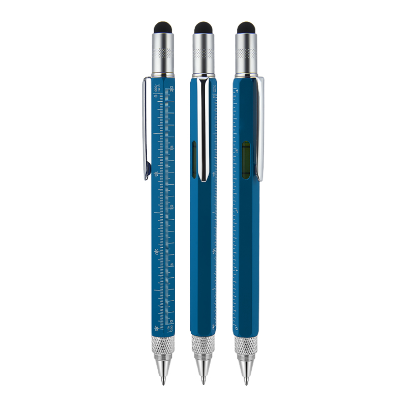 652 mavi Metal Su Terazili – Tornavidalı Touchpen Kalem - Sadıç Promosyon