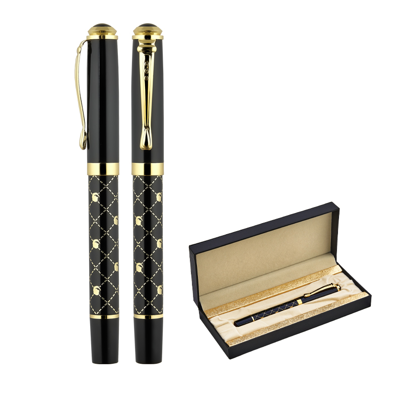 656-KR Siyah-Gold Metal Roller Kalem Seti - Sadıç Promosyon