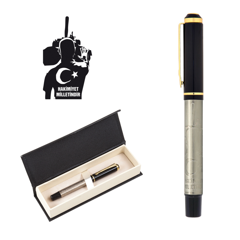 661-KR Millet Kabartma Figürlü Metal Roller Kalem Seti - Sadıç Promosyon