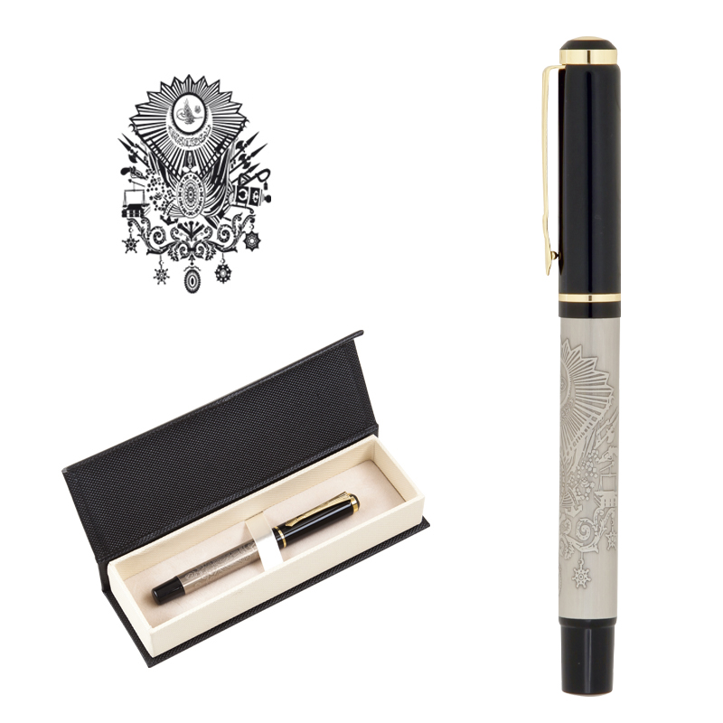 661-KR Tuğra Kabartma Figürlü Metal Roller Kalem Seti - Sadıç Promosyon