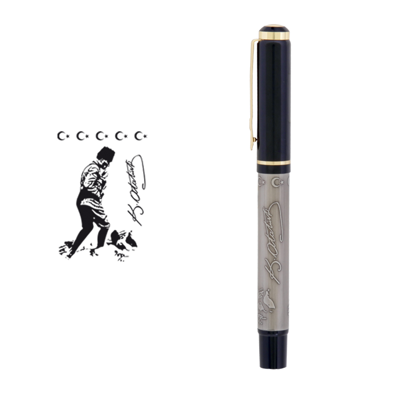 661-R Atatürk Kabartma Figürlü Metal Roller Kalem - Sadıç Promosyon