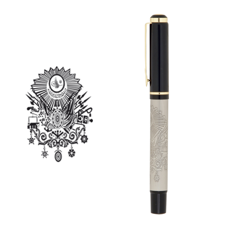 661-R Tuğra Kabartma Figürlü Metal Roller Kalem - Sadıç Promosyon