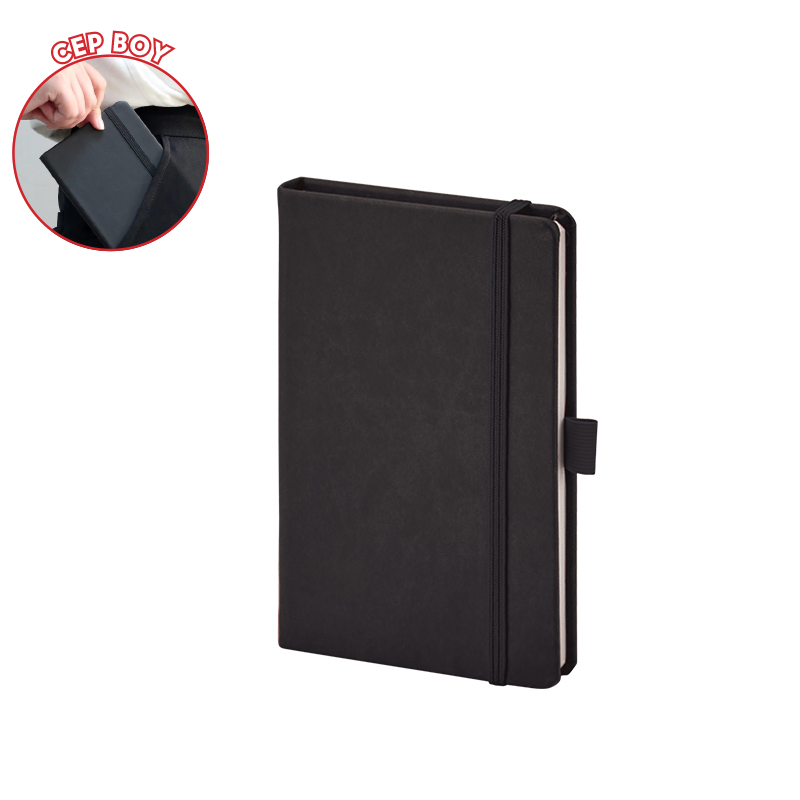 923-914 Siyah 9 x 14 Termo Deri̇ Defter - Sadıç Promosyon
