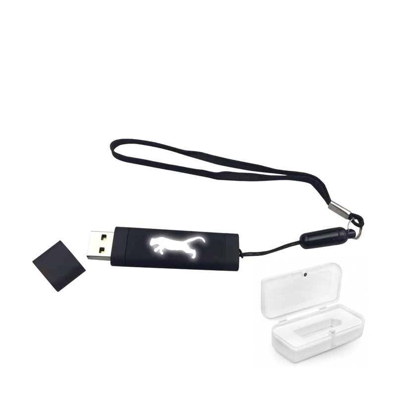 F-200-32 Siyah – Beyaz Işık 32 GB Işıklı Rubber Usb - Sadıç Promosyon