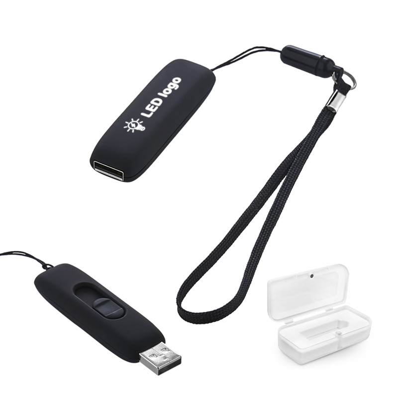 F-203-32 Siyah – Beyaz Işık 32 GB Işıklı Rubber Usb - Sadıç Promosyon