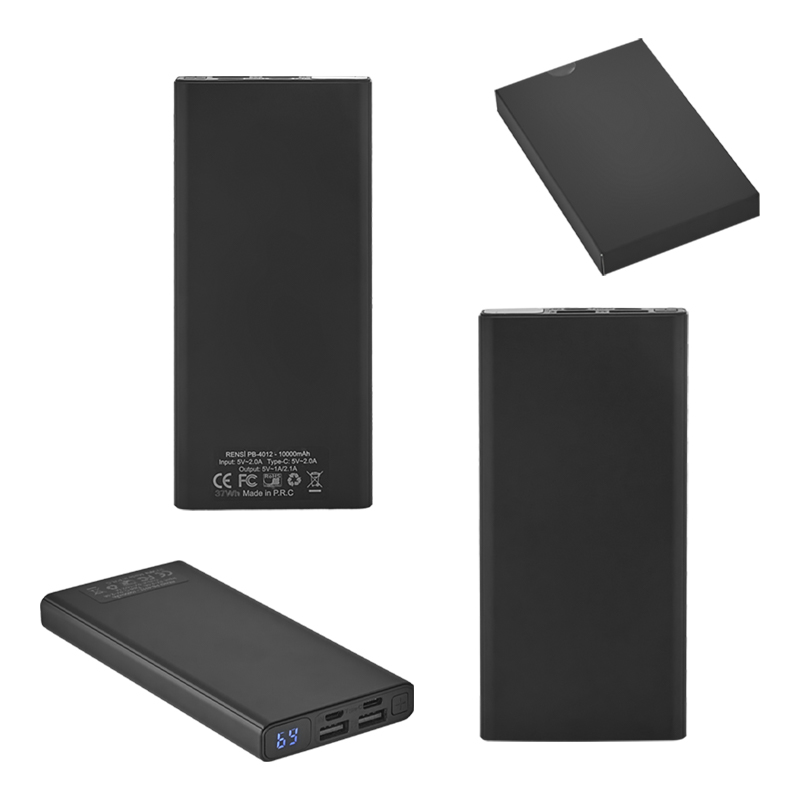 Toptan Promosyon PB-4012 Siyah 10.000 mAh Powerbank Modelleri