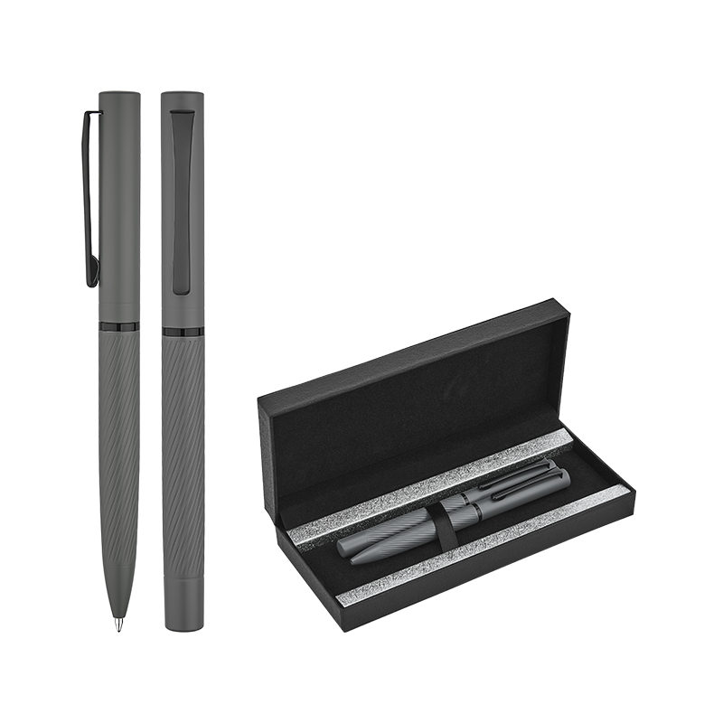 1251-RT Füme Metal Roller & Tükenmez Kalem Seti - Sadıç Promosyon