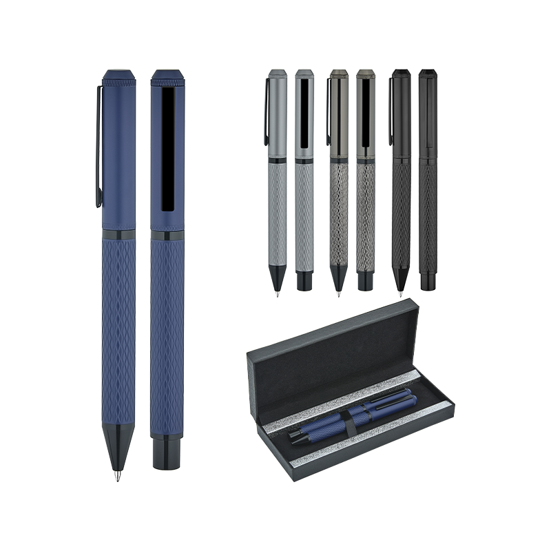 Ucuz Toptan Promosyon 1254-RT Silver Metal Roller & Tükenmez Kalem Seti Modeli - 2