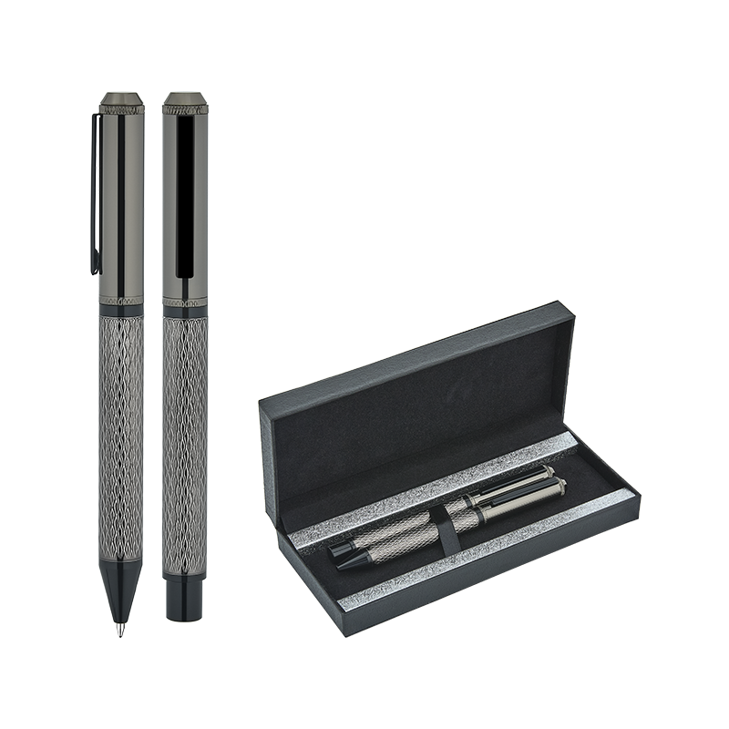1254-RT Füme Metal Roller & Tükenmez Kalem Seti - Sadıç Promosyon