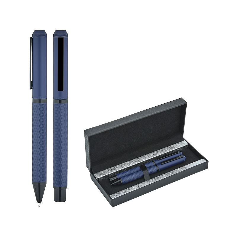 1254-RT Lacivert Metal Roller & Tükenmez Kalem Seti - Sadıç Promosyon