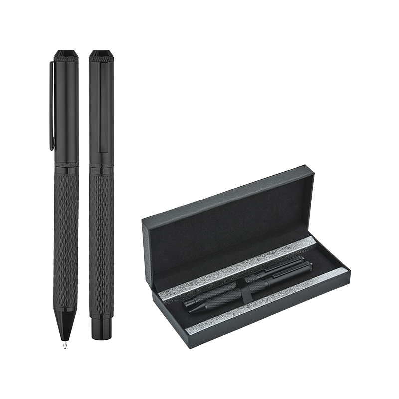1254-RT Siyah Metal Roller & Tükenmez Kalem Seti - Sadıç Promosyon