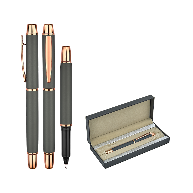 1256-KR Füme Metal Roller & Tükenmez Kalem Seti - Sadıç Promosyon