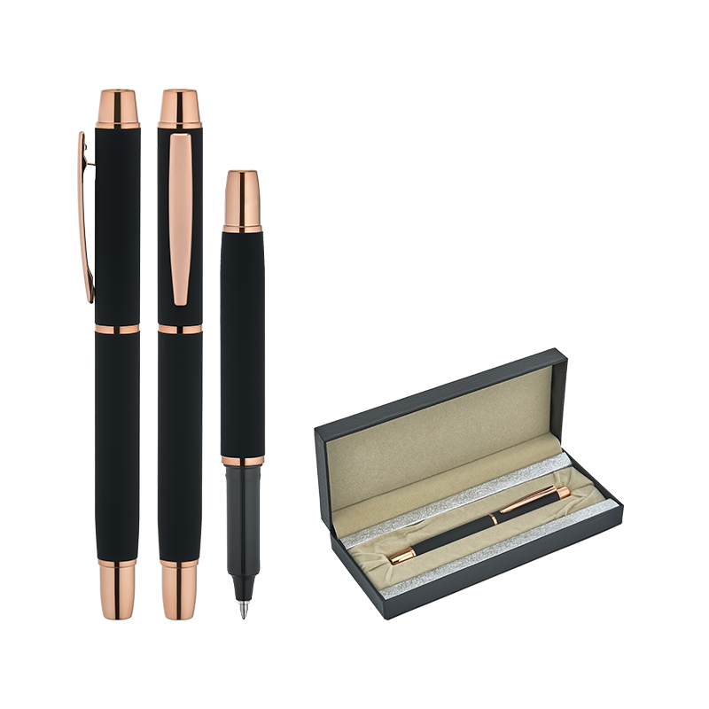 1256-KR Siyah Metal Roller & Tükenmez Kalem Seti - Sadıç Promosyon