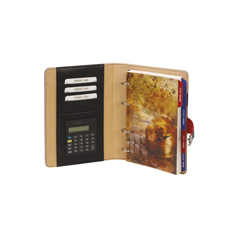 Ucuz Toptan Promosyon 1426 Siyah Termo Deri Hesap Makineli Tarihli Organizer Modeli - 3